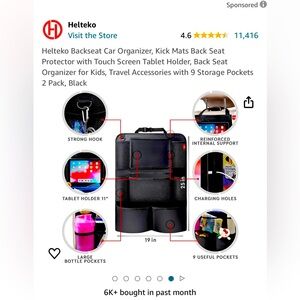 Hetelko Backseat Organizer/Seat Protector